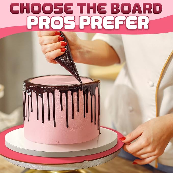 Set of 12 Cake Boards 12 inch Round - 1/2" Thick White Cake Drums 12 inch Round with Bend-Proof & Smooth Cardboard Surface, Grease- and Water-Resistant - Suitable for Birthday Cakes Up to 10 In