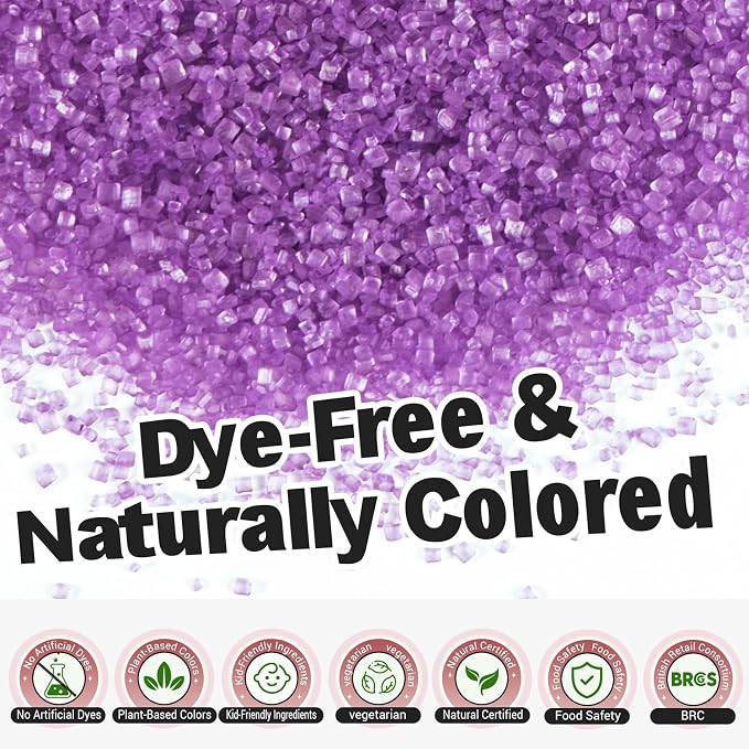 HUEBEATY 6-in-1 Dye Free Sprinkles for Baking – 180g Rainbow Sanding Sugar Sprinkles, Natural Colored Sugar Crystals, No Artificial Dyes Red Green Yellow Blue Purple Pink for Cake Decorating, Cookies & Cupcakes