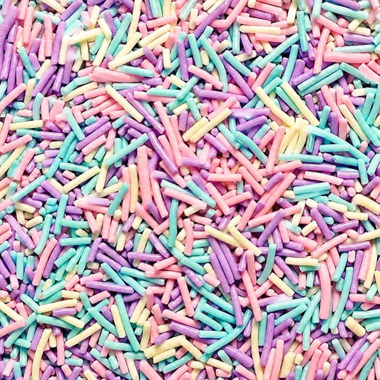 Pastel Sprinkles 4.6oz - Pink Blue Purple Jimmies Sprinkles for Cake Decorating, Unicorn Birthday Cupcake Topper, Baby Sprinkle Party Supplies & Baking - Soft Color Candy Mix