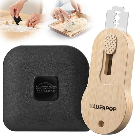 Bread Lame Sourdough Scoring Tool, Magnetic Bread Scoring Tool with 5 Retractable Razor Blades, Sourdough Bread Baking Supplies, with Scoring Patterns Booklet & Pan Scraper, Push-Pull Safety Design