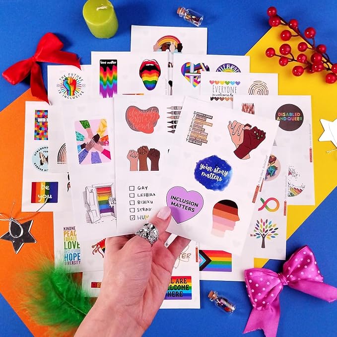 100Pcs Diversity & Inclusion Stickers for Water Bottle and Laptop - Social Awareness Party Supplies & Decorations, Waterproof Vinyl Unity Decals, Diversity Stickers Laptop, Gifts for Women & Men
