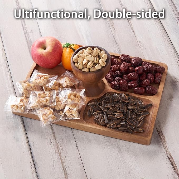 LiTY Cake Stand with Lid, 13″ Rectangular Multi-Functional Cake Holder, Acacia Solid Wood 2-in-1 Dessert Table Display Set, Charcuterie Board for Cheese ,Fruit Platter, Large Acrylic Cake Dome Cover