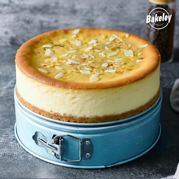 Springform Pan 10-Inch Nonstick Cheesecake Pan with Removable Bottom Round Baking Cake Pie Mold for Oven 10" x 10" (Blue)
