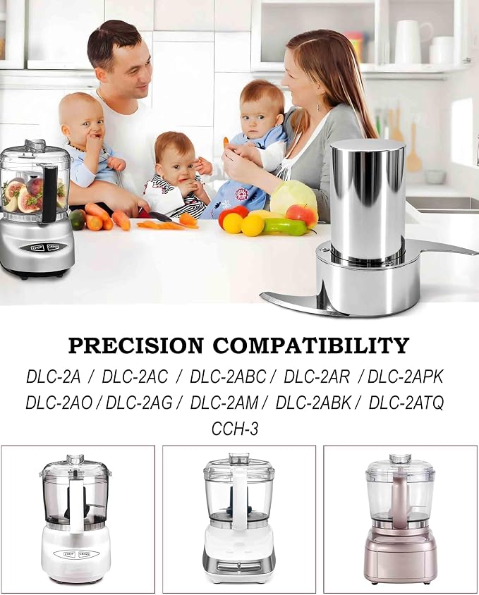 Less-Microplastic DLC-2ACBN Fit for Cuisinart Mini Prep Plus Chopping Blade | Replacement DLC-2A Series Blade, Resists Cracking/ Chipping/ Flaking, Easily Handle Hard Ingredients, Easy Cleanup, Durable