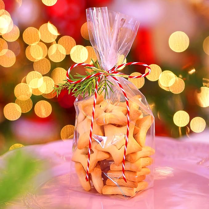 Augshy Cake Pop Bags, 300 Pcs 6x8" Treat Cello Bags with 300 Twist Ties | OPP Plastic Bag for Gifts Wrapping,Individual Resealable for Lollipop Candy Chocolate Dessert Cookie Wrapping Buffet