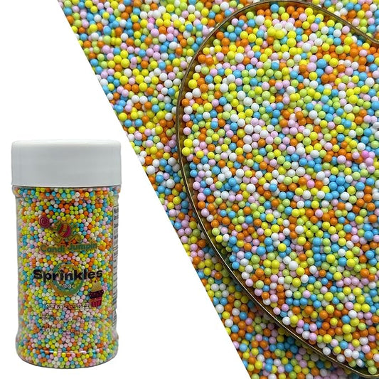 CandiJumpin 2mm Edible Easter Nonpareils Sprinkles, Easter Cake Decorations Pastel Icing Decorations Small Pearl Sprinkles for Cake Decorating Mini Sugar Pearls for Baking Baby Shower Party Wedding Christmas Supplies 3 OZ