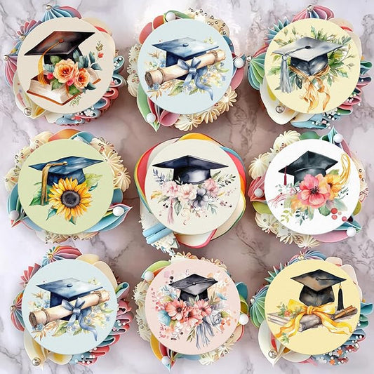 36pcs Edible 2026 Graduation Cupcake Toppers Wafer Paper Grad Cap Diploma Cake Decorations Edible Class of 2026 Cupcake Picks for 2026 Graduation Theme Party Cake Decor Supplies