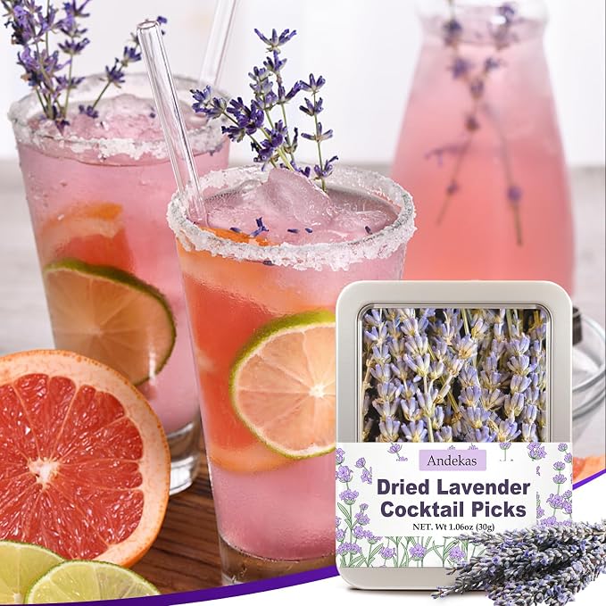 110+ Edible Lavender Sprigs, 4.72" Culinary Lavender Sticks for Tea, Dessert, Cocktails & Food Presentation, 1.06 oz(30g) Dried Botanical Stems in Sealed Pouch for Garnish, DIY Gifts & Visual Plating