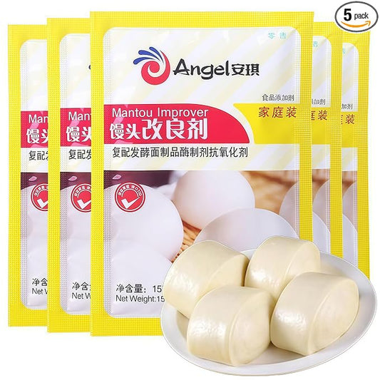 Angel steamed bun improver, fluffy homemade baozi, improver fluffy,（To be used with yeast） 75g (15g*5 packs) 馒头改良剂（需要配合酵母一起使用 ）75g(15g*5包)