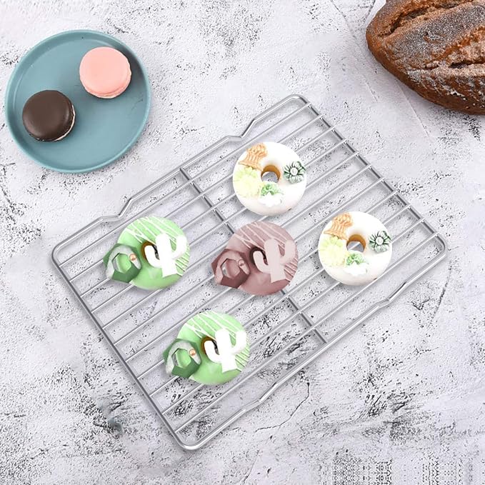 Adorila 2 Pack Cooling Rack for Baking, 8.3" x 11.4" Stainless Steel Grill Rack, Small Grid Baking Rack for Baking Cooking Roasting Oven