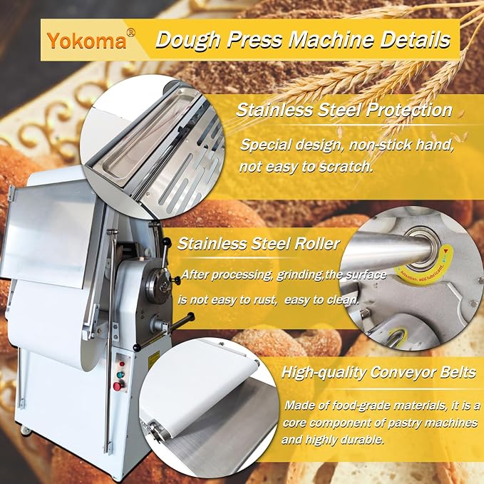 Dough Sheeter Machine Electric Dough Sheeter Roller Pastry Press Machine with 80.9x19.7" Conveyor Belt 0.06"-1.38" Adjustable Thickness for Making Croissant Pastry Foldable Design 220V 750W