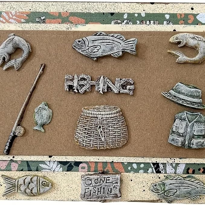 Grey Fishing Tool Silicone Mold, Small Fish Fondant Molds, for Kitchen Baking Cake Decoration, Chocolate, Candy, Mousse, Salty Dough, Butter, Sugar Process, UV Resin, Polymer Clay