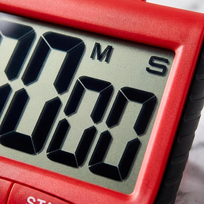 Garneck Red Digital Kitchen Timer with Large LCD Display Loud Alarm Magnetic Back and Easy Operation for Cooking Baking Games and Time Management