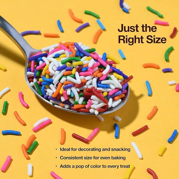Rainbow Sprinkles 10 oz – Colorful Rainbow Jimmies for Dot Cakes, Cake Decorating, Cupcakes, Cookies, Donuts, Ice Cream & Dessert Toppings