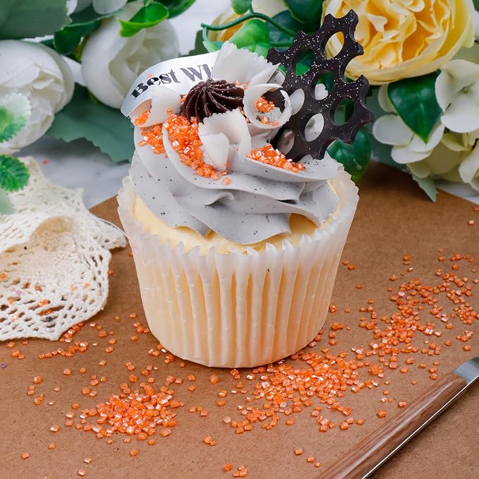 Orange Sanding Sugar - Sparkling Sugar Crystals for Baking Decorations (130g/4.6oz) - Edible on Cookies, Cupcakes, Cakes, Ice Cream | Wedding, Party, Valentines Sugar Sprinkles