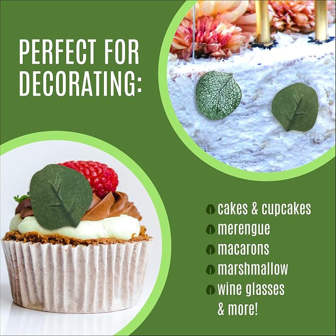 Sugar Robot - Edible Eucalyptus Leaves - Small Size - Edible leaves for cake decorating - Premium Crafted - Made in the USA Cake -Set of 24 (Eucalyptus Leaves)