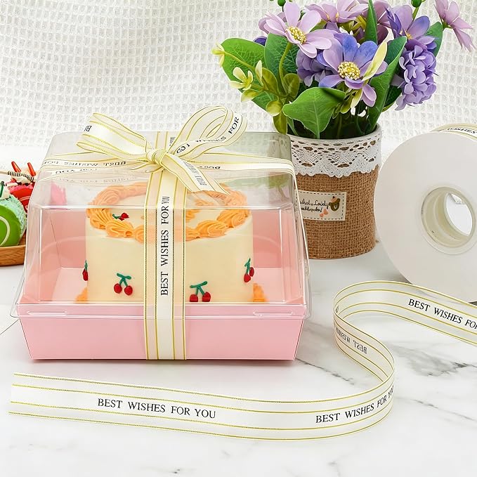 7 x 7 x 4 Inches Clear Cake Boxes for 6 Inch Cake, Paper Charcuterie Boxes with Clear Lids, 25 Pack Disposable Bakery Food Containers Large Dessert, Cupcakes,Pie,Cookies, Cocoa Bomb (Pink)