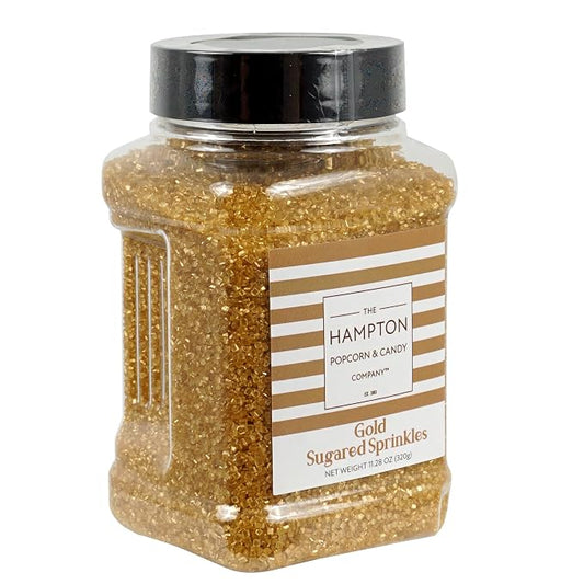 Gold Sanding Sugar Gold Sprinkles 11.28 oz, Gold Sugar Sprinkles, Gold Sanding Sugar For Cookie Decorating, Sanding Sugar For Baking, The Hampton Candy Company