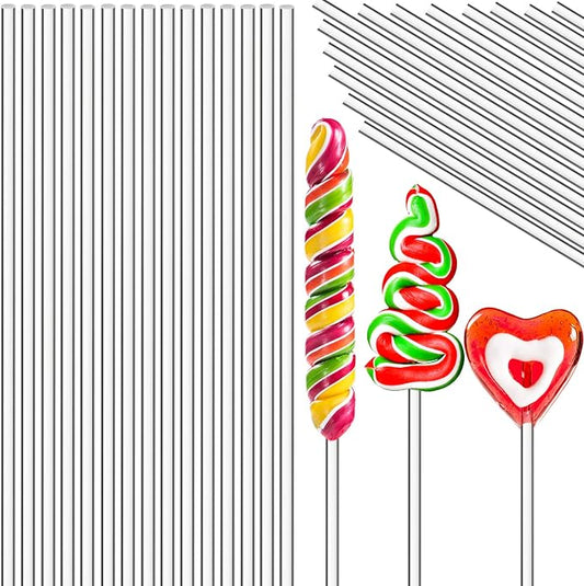 Zopeal 200 Pcs Acrylic Lollipop Sticks Clear Cake Pops Rods Cake Topper Candy Cupcake Treat Stick for Wedding Chocolate Cookie Dessert Handmade DIY Crafts Party Decor Gardening(8 x 0.12 Inches,Clear)