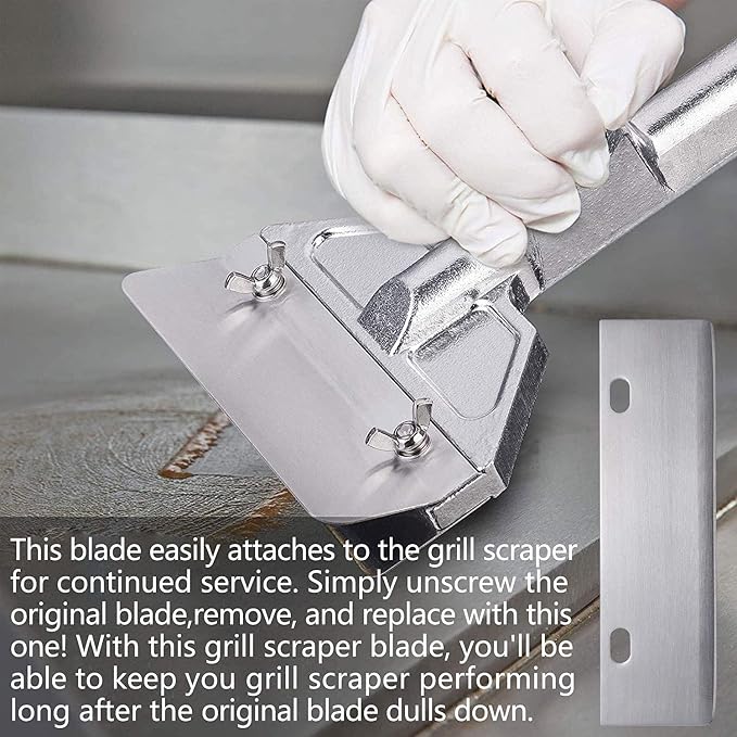 Grill Scrapers Blade Replacement, Edge Sharper Blades, Stainless Steel Heavy Duty Rust Grill Blades Outdoor BBQ Tools & Accessories Blades (6 Pack)