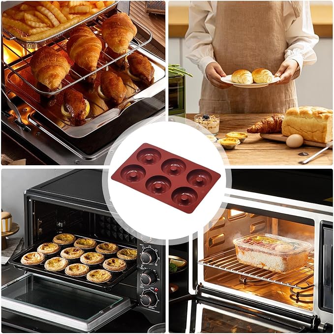 Donut Silicone Mold - Baking Pan | 6 or 12 Cavity Dessert Tray | Flexible Food Grade Silicone, Oven Microwave Safe, Easy Release Design, for Donuts Jelly Pudding & Homemade