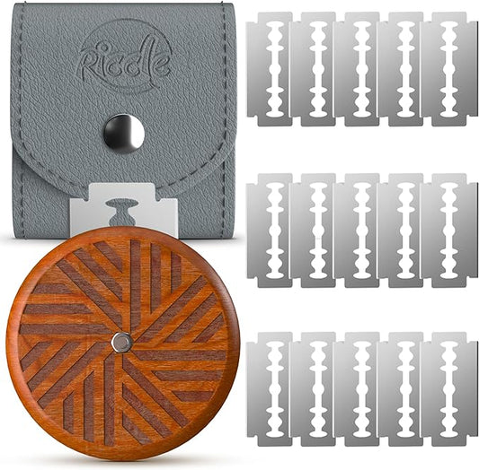 RICCLE Bread Lame Slashing Tool, Dough Scoring Knife with 15 Razor Blades (Brown)