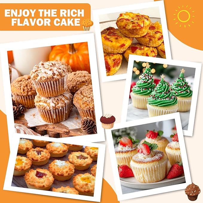 Mity rain 2 Pack Jumbo Muffin Pan, Premium Carbon Steel 6-Cup Cupcake Pan, with 80 Non-Stick Paper Liners & 6 Reusable Silicone Liners, Ideal for Party, Christmas, Home Baking Supplies