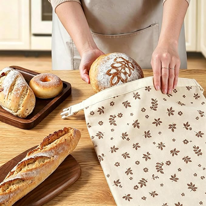2 Pack Beeswax Bread Bags for Sourdough,Reusable Cotton Beeswax Bag for Homemade Bread,Freezer-Friendly & Freshness Preservation Storage to Keep Fresh