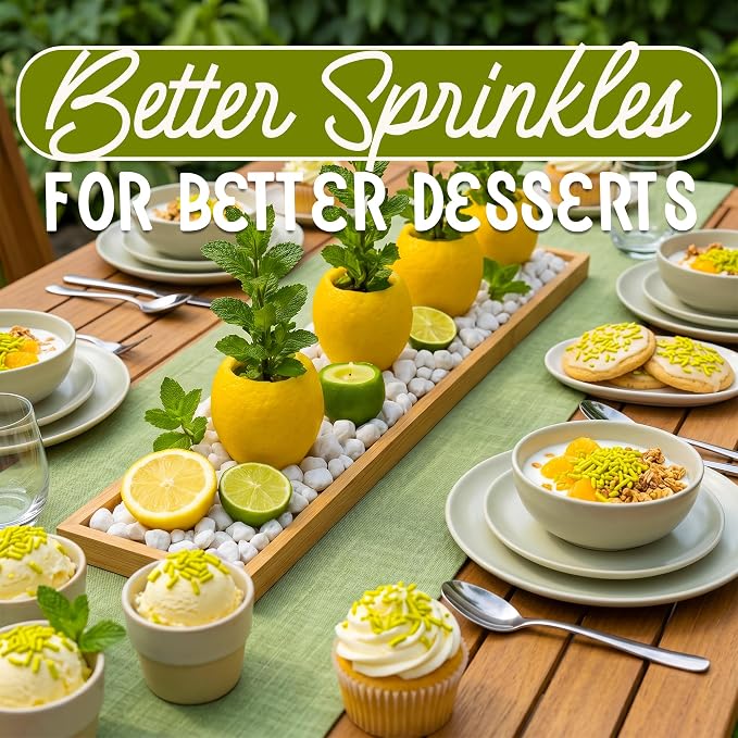 Snackathon Natural Sprinkles for Baking & Decorating, Dye-Free Green Sprinkles, 15 oz Bulk Jimmies in Resealable Bag - Naturally Colored, No Artificial Dyes, Gluten-free for Cakes, Cupcakes & Ice Cream