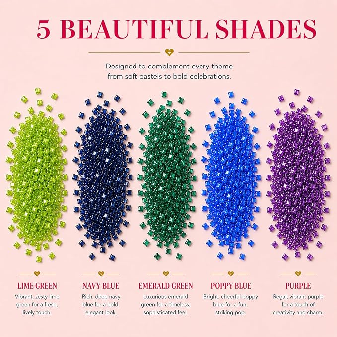 Confect Sprinkles- 5 Pack Assorted Edible Sugar Crystals in Parrot Green, Green, Blue, Purple & Midnight Blue – Decorative Toppings for Cakes, Cupcakes & Cookies – Vegan, Gluten-Free, Nut-Free, Soy-Free, Dairy-Free, Palm Oil-Free, dye-Free-5 Oz