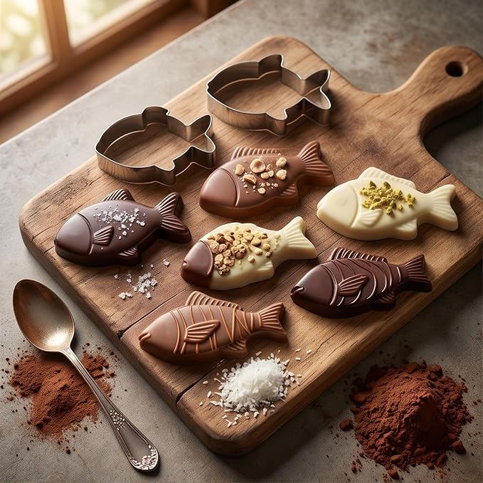6 Pcs Fish Cookie Cutter Set Sturdy Fish Cookie Cutters Molds Set Food Grade Non-Stick Baking Mould for Kids