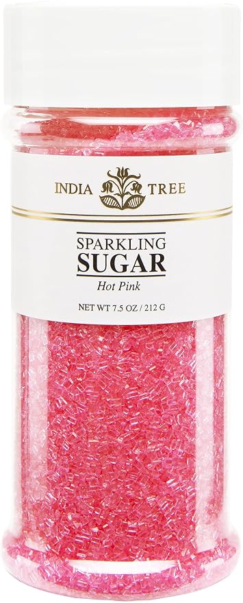 India Tree Pink Sparkling Sugar, 7.5 oz | Vibrant Decorating Sugar for Birthdays, Baby Showers & Celebrations