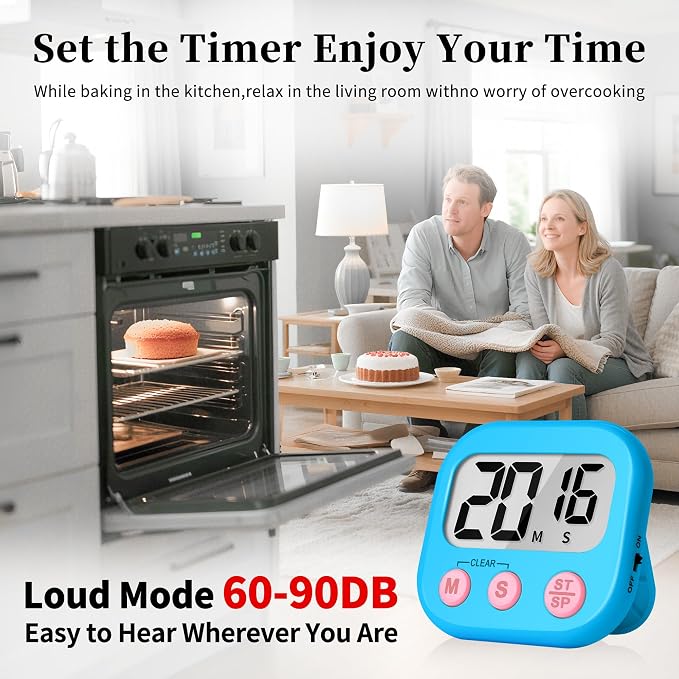 ZILLEEN Classroom Timers for Kids Classroom Magnetic Digital Kitchen Timers for Cooking Teachers Gym Game 6 Pcs Blue Green Pink Purple Yellow Orange