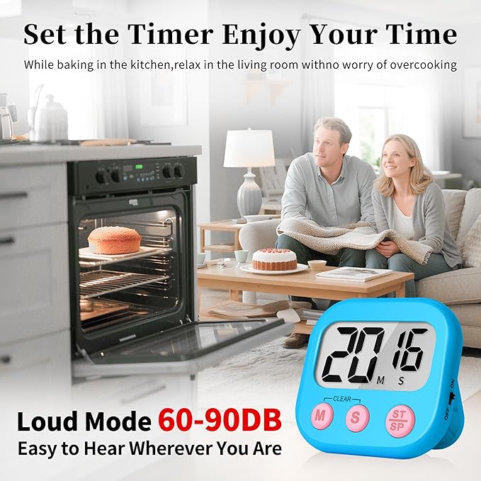 ZILLEEN 6 Pack Kitchen Timers for Cooking Digital Classroom Timers for Kids Teachers Blue Green Purple