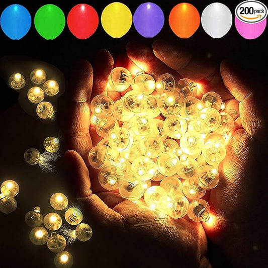 200pcs Warm White Balloon Lights, Round LED Mini Lights for Paper Lantern Balloon Birthday Party Event Indoor Outdoor Wedding Decoration Halloween Christmas Supplies