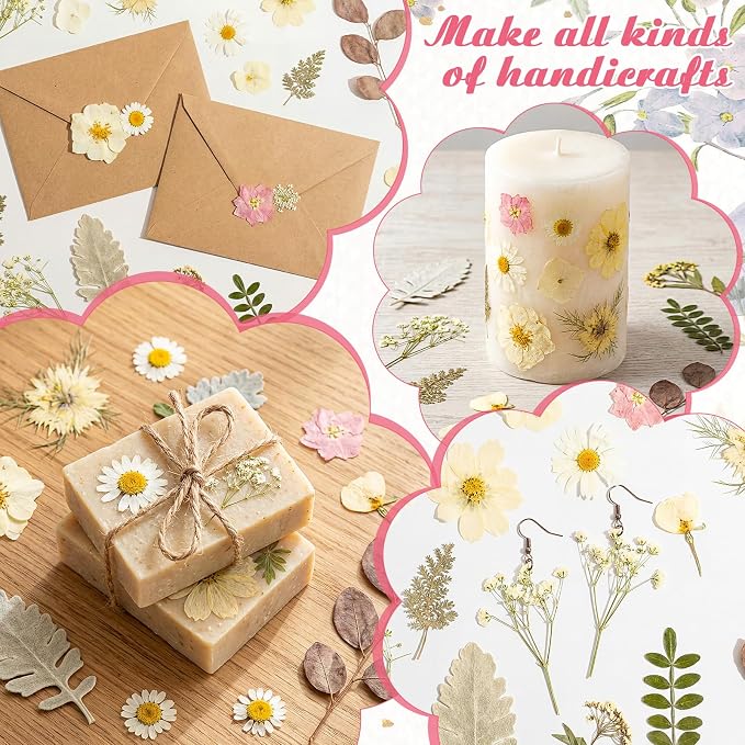 96 Pcs Natural Dried Pressed Flowers for Cake Topper Decorating Cupcake Toppers Cocktails Resin Jewelry Candle Soap Making DIY Art Crafts