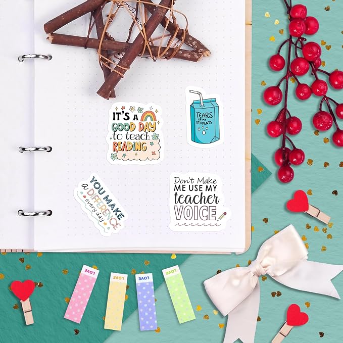100Pcs Funny Teacher Stickers for Laptop, Water Bottles and Planner - Funny Teacher Gifts Appreciation - Gift for Women & Men