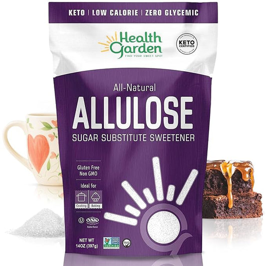 Health Garden Allulose Sweetener, Sugar Substitute - 14oz Bag – Allulose Granulated Sugar Substitute, Zero Calorie Sweetener for Baking and Coffee, Keto Friendly, Non-GMO