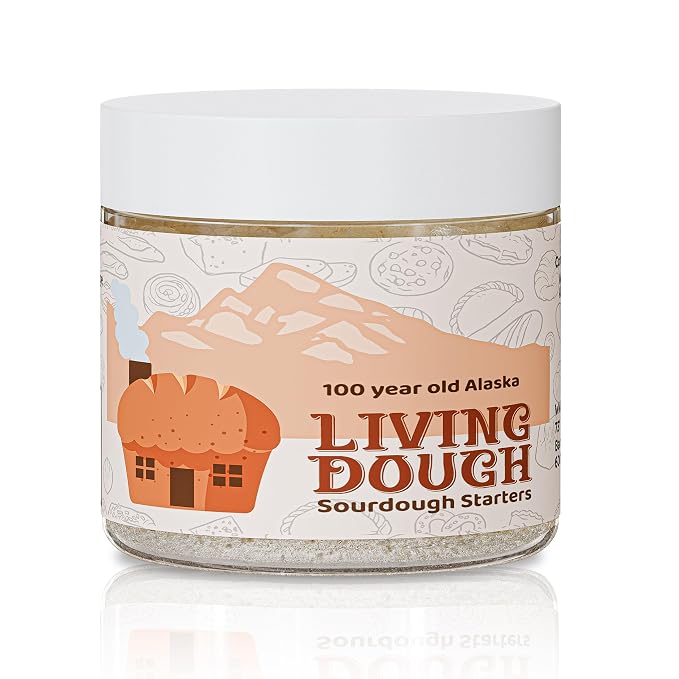 Living Dough -100 Year Old Alaska Sourdough Starter Culture - Active & Live Organic Sourdough Starter for Baking - For Artisan Bread, Pizza Dough, Waffles & More