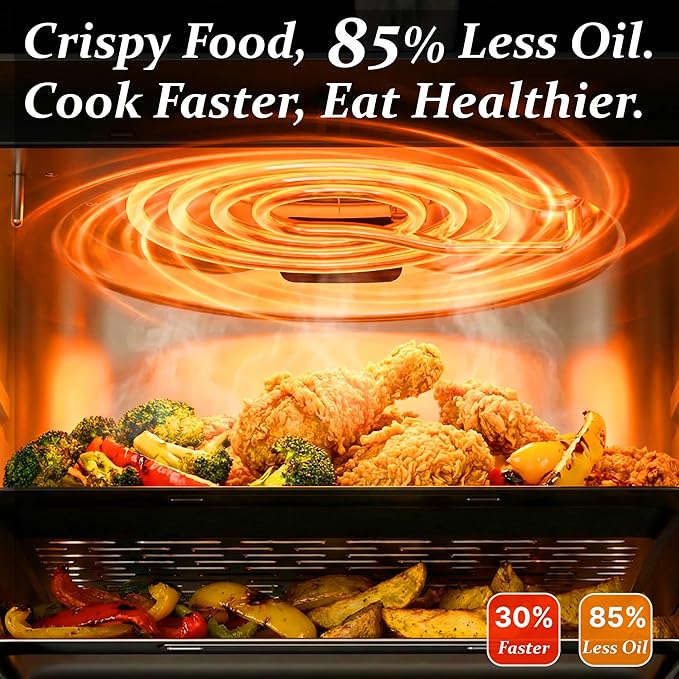 2026 Upgraded 12QT Air Fryer Oven, 8-in-1 Toaster Oven Combo, 8 Presets, Family Size Countertop Oven, 2 Baking Racks & Gloves, Roast Bake Air Fry, Easy to Clean