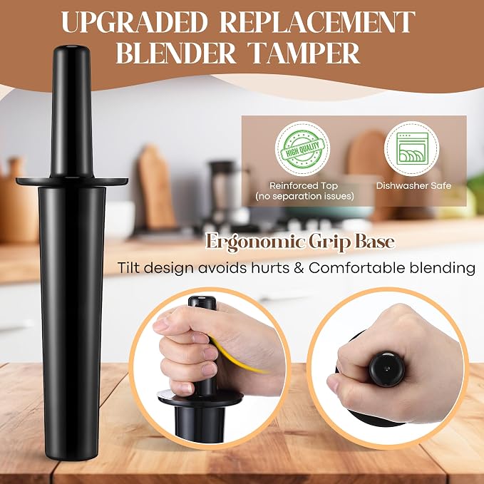 Mini Replacement Blender Tool Compatible with 32oz 48oz Containers, Durable Small Plunger Tamper & Silicone Blender Spatula Replacement for E310