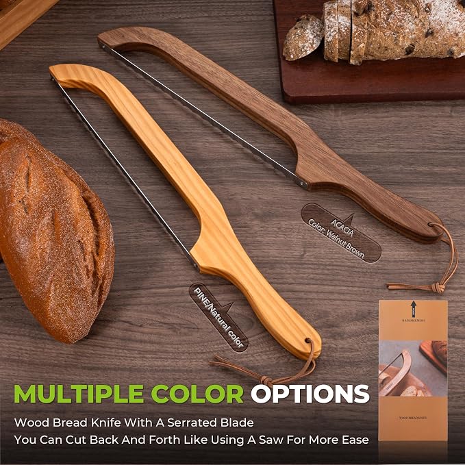 RAPSAKEMOH Sourdough bread knife,Bread Slicer for Homemade, Bread Knife for Homemade Bread sourdough,Serrated Stainless Blade,Bread Cutter,sourdough cutter,Easy Even Slicing&Clean (Walnut Brown)