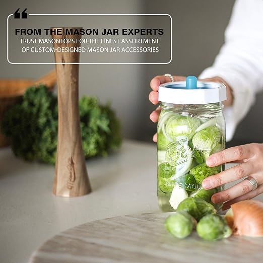 Masontops Pickle Pipes - Airlock Fermentation Lids - Fermentation Kit for Small Mouth Mason Jar Sauerkraut & Pickle Kit Fermentation Jar not Included