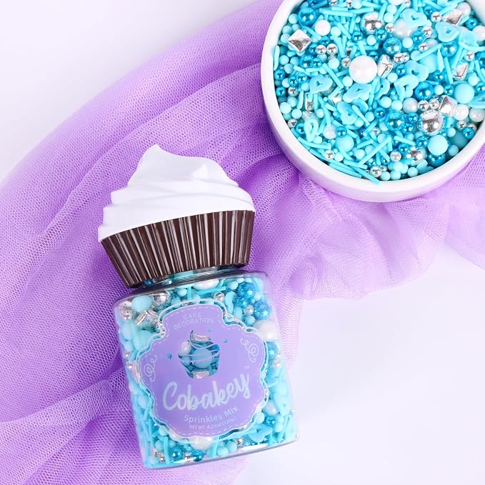 Blue Sprinkles for Cake Decorating 4.2 ounce, Edible Sprinkles for Cupcakes Topper Cookie, Cake Pop, Ice cream Toppings for Baking Party Celebrations