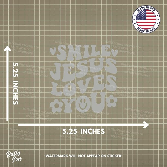 Smile Jesus Loves You - Christian Jesus Cross Car Vinyl Decal Bumper Sticker for Car, Wall, Window, Vehicle, Weather Resistant, Viral (2, Silver)