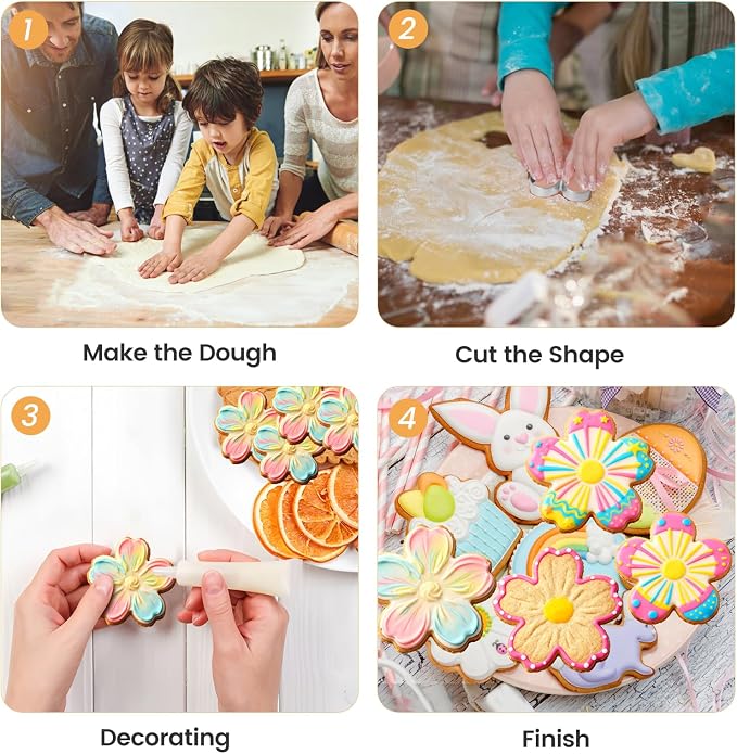 Flower Cookie Cutter Set for Kids Lunch, 6 Sizes (4", 3.5", 3.0", 2.5", 2", 1.6") Food-Grade Fondant/Sugar/Fruit/Sandwich/Vegetable/Biscuit Cutters for Baking (Allow Dishwasher)