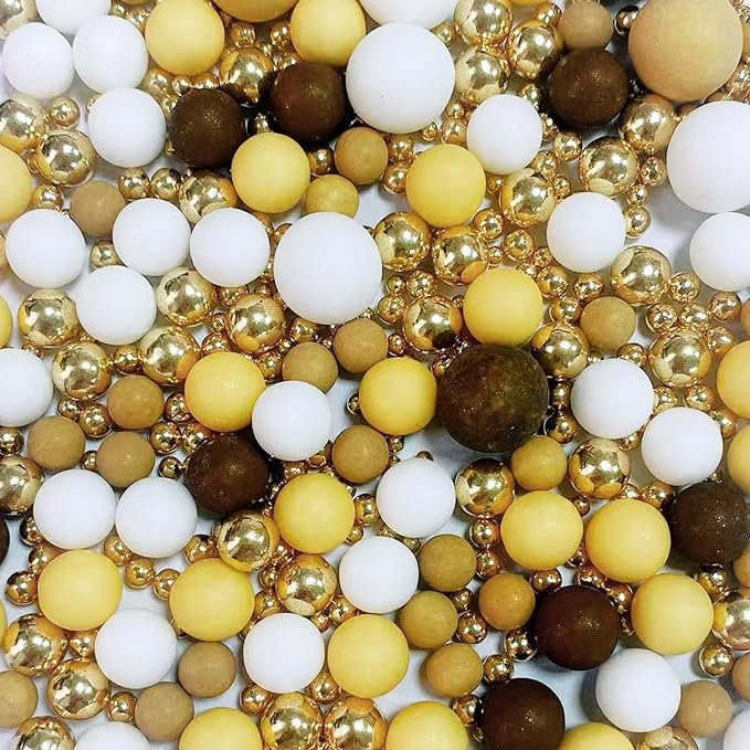 Sentovac Brown Gold Yellow White Pearl Sprinkles Edible Sugar for Cake Decorating Fancy Sprinkles Cake Topper Cupcake Cookie Baking Decorations Halloween Christmas Wedding Supplies