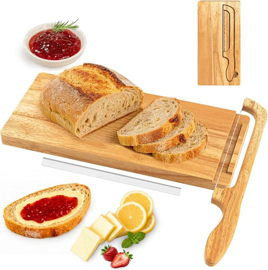 Upgrade Bread Bow Knife and Board Set,Sourdough Bread Slicer and Bread Cutting Board with Magnetic Storage,Space-saving,Right & Left Handed,Perfect for Bagels,Homemade,Ideal Baking Gifts for Woman