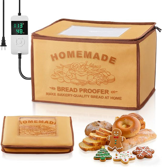 FOHERE Foldable Bread Proofing Box Temperature Control 32-133°F, 48H, Large Capacity Dough Proofer for Sourdough, Pizza, Yogurt, and Fermentation