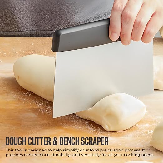 OCS Parts 3-Pack 6" Stainless Steel Dough Cutter and Bench Scraper | Black Handle | Cutter for Pizza Dough, Bread, and Pastry Dough | Multipurpose Kitchen Utensil